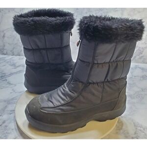 Kamik Boots Kayle Womens 7 Black Snow Quilted‎ Faux fur Zippered